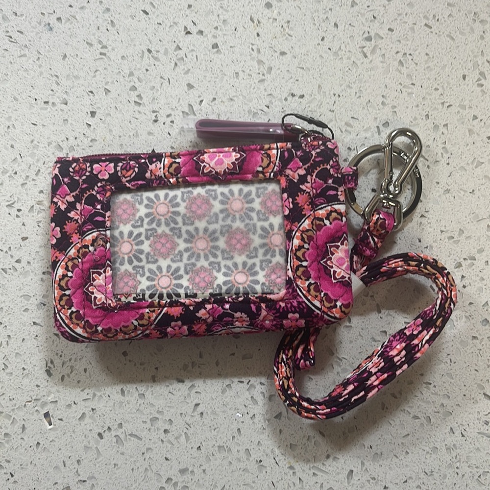 Vera Bradley Free Shipping Zip Id & lanyard in Raspberry Medallion great set - Picture 5 of 6